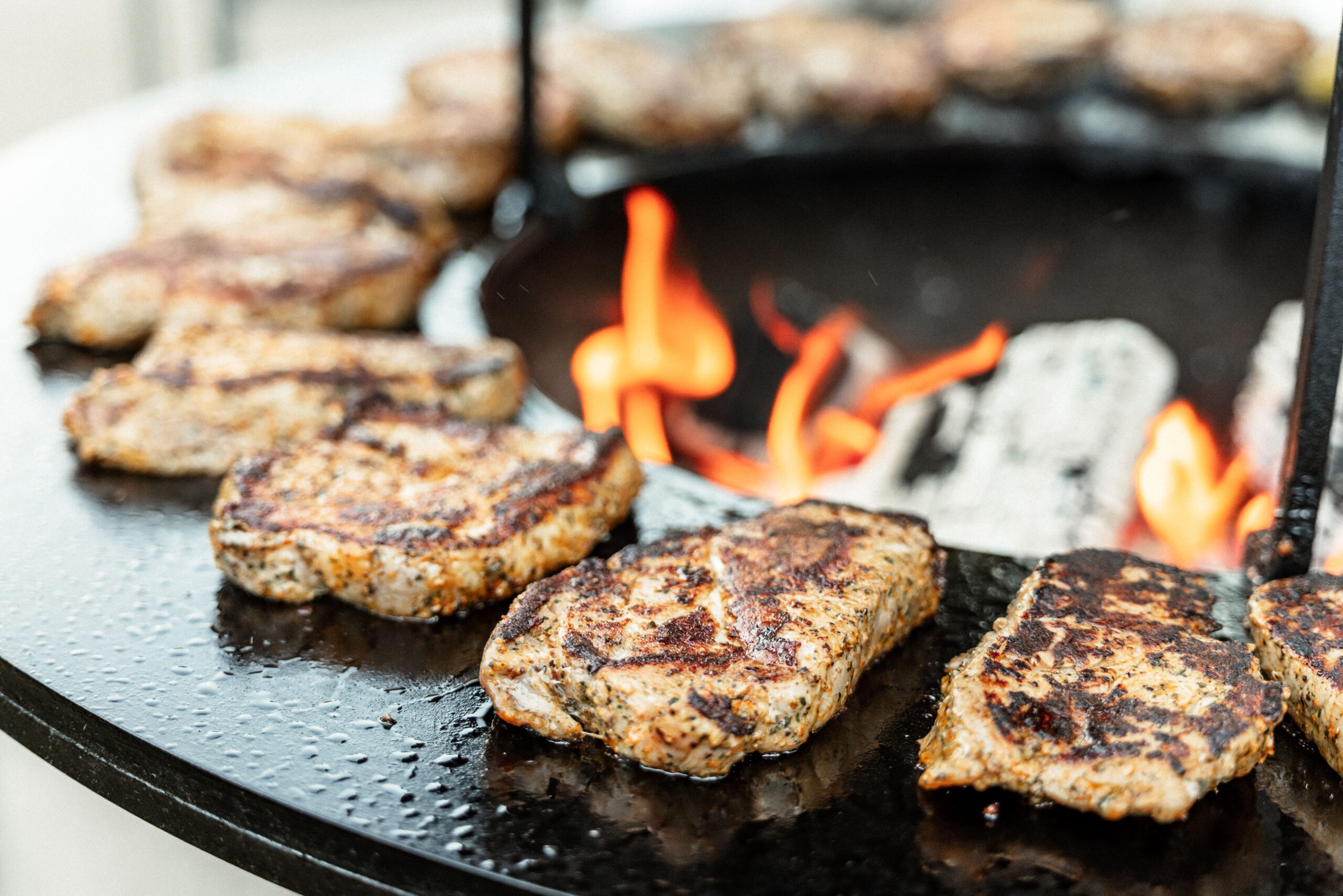Pork steaks on the Ofyr grill